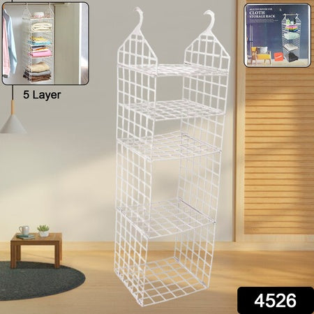 4526 Multipurpose 5 Layer Folding Clothes Storage Rackscloset For Students Wardrobe Shelves Socks Scarf T-shirt Etchanging Organizer Storage Holders Racks