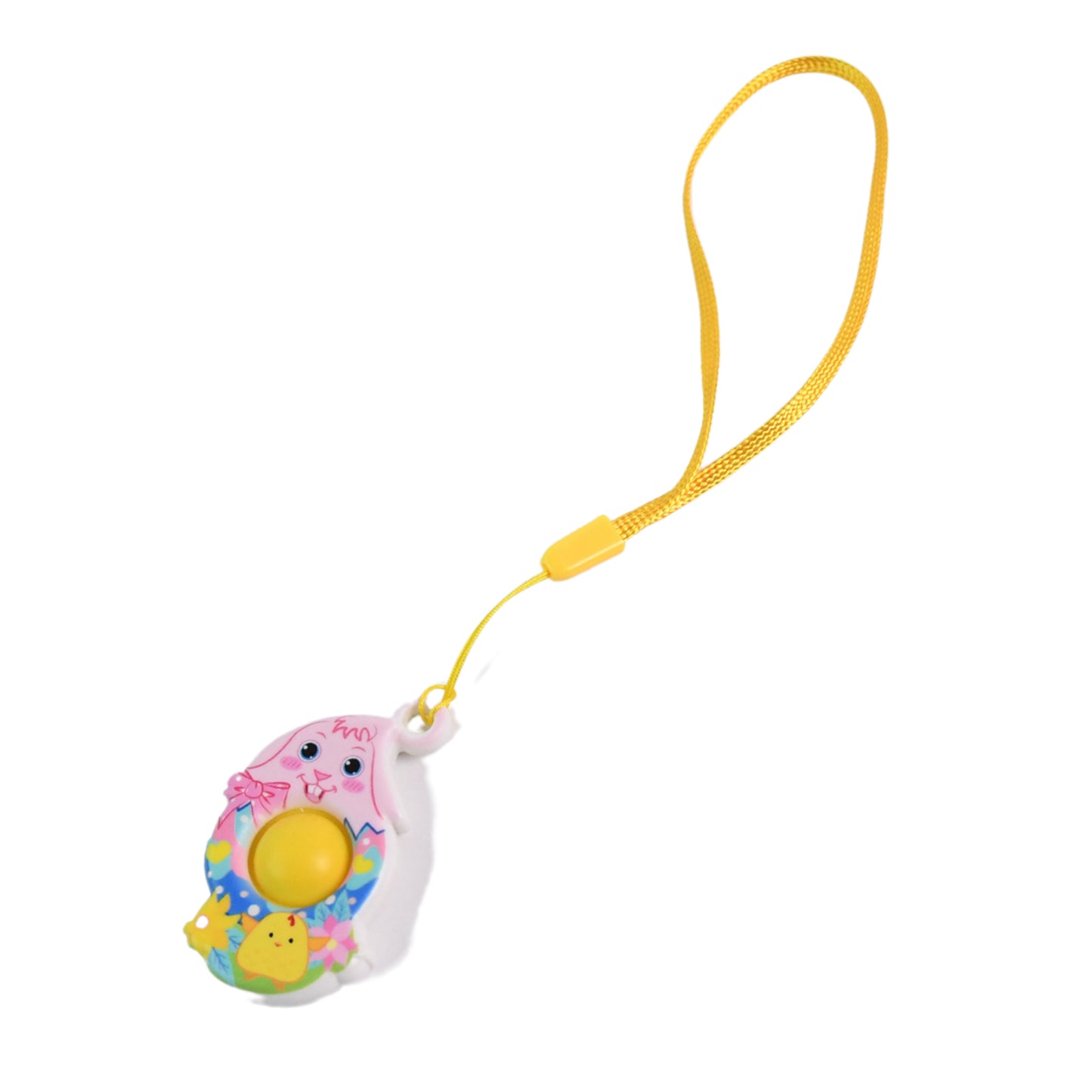 Mini Cartoon Chick-shaped Push Pop Fidget Toy With Hanging Strap (1 Pc)