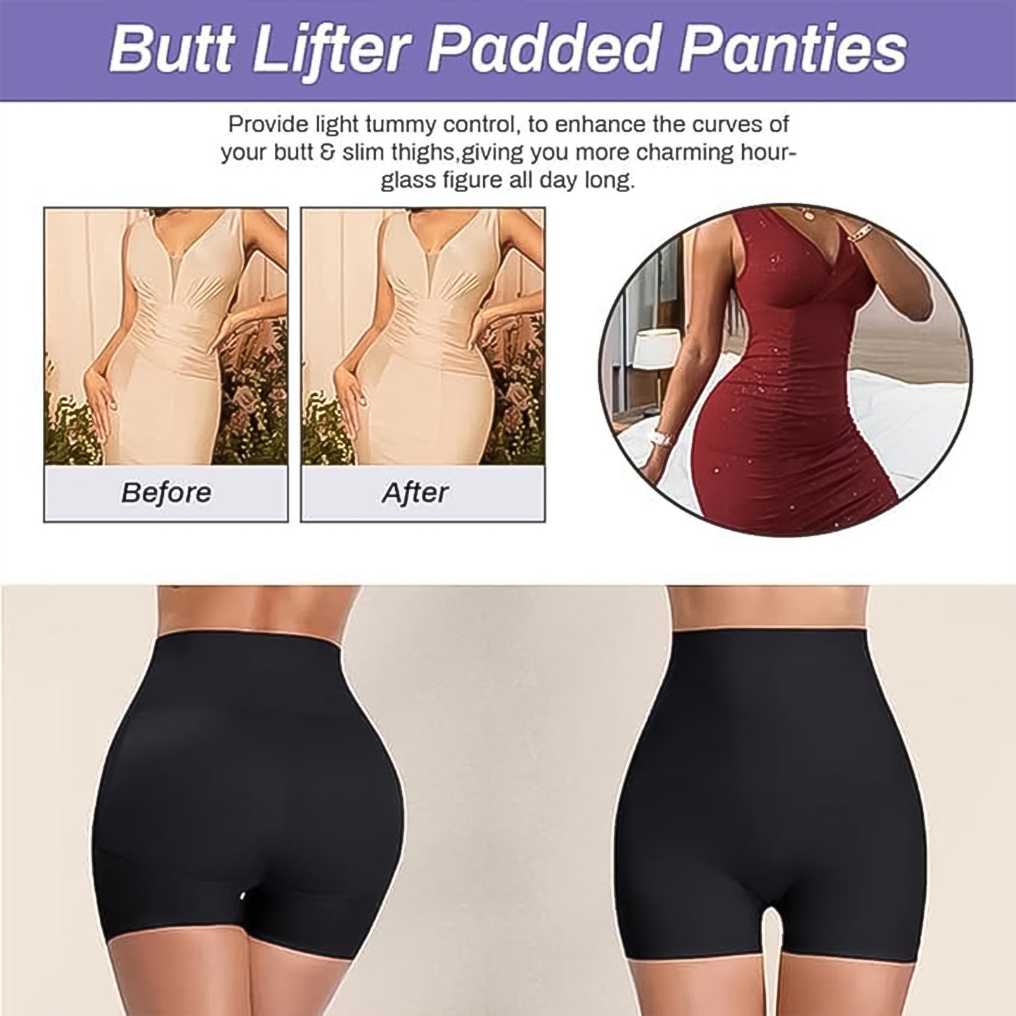 Womens Butt Lifter Padded Underwear Hip Pads Body Shaper Control Knickers Hip Pad (1 Pc Large)