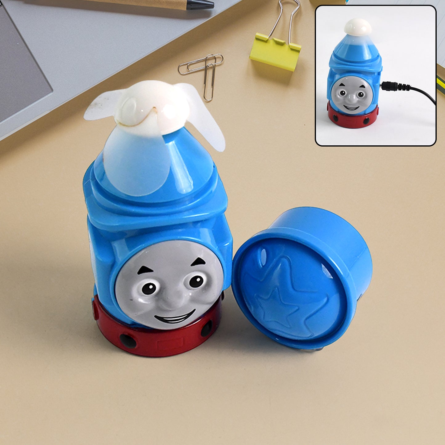 Plug-and-play Cartoon Mini Fan In Train Character Design