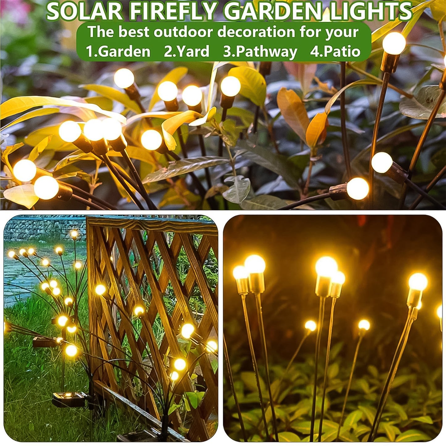 Solar-powered Firefly Garden Decorative Led Light Set (2 Pc)