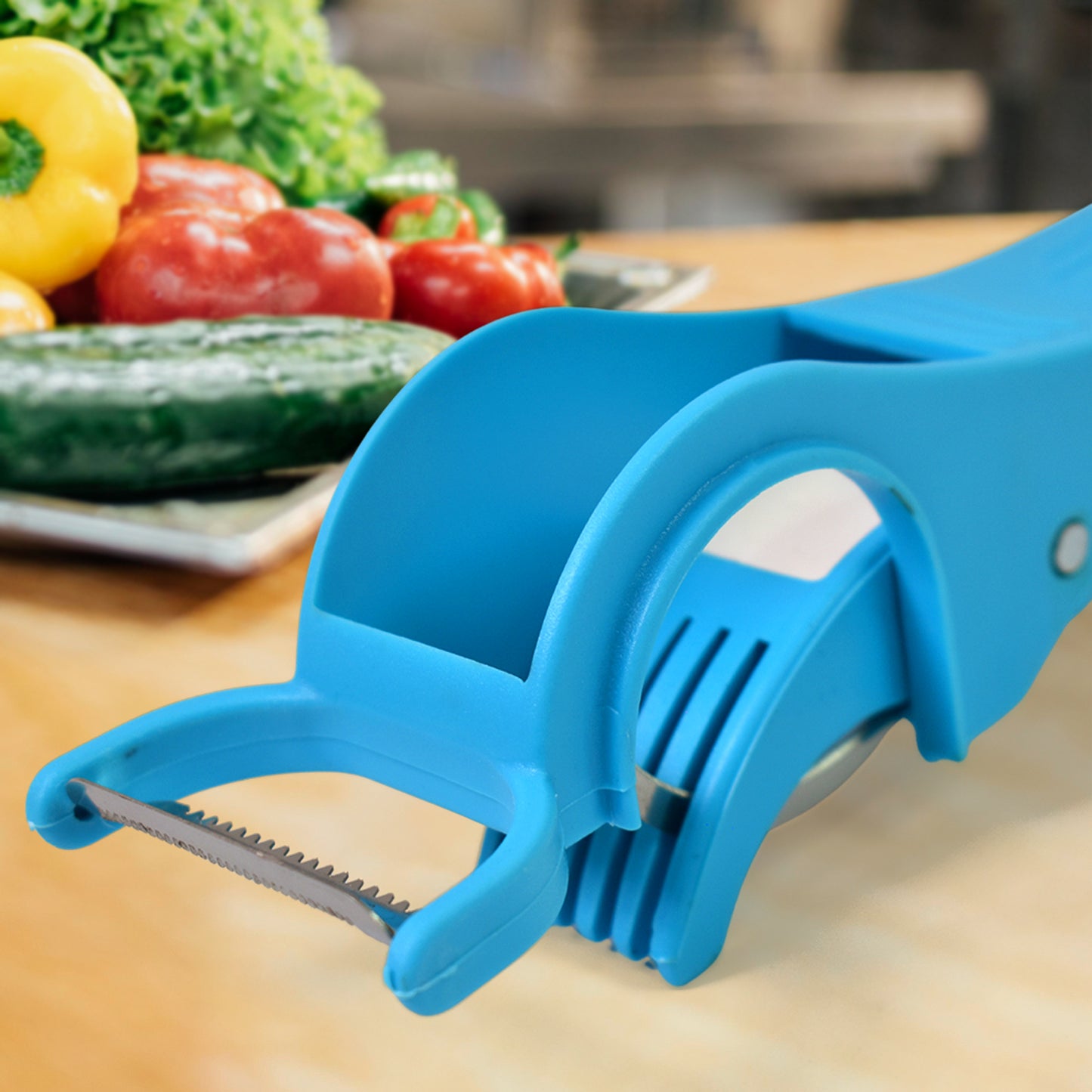 2 In 1 Vegetable Fruit Multi Cutter 5 Blade Vegetable Cutter With Peeler (1 Pc Multicolor)