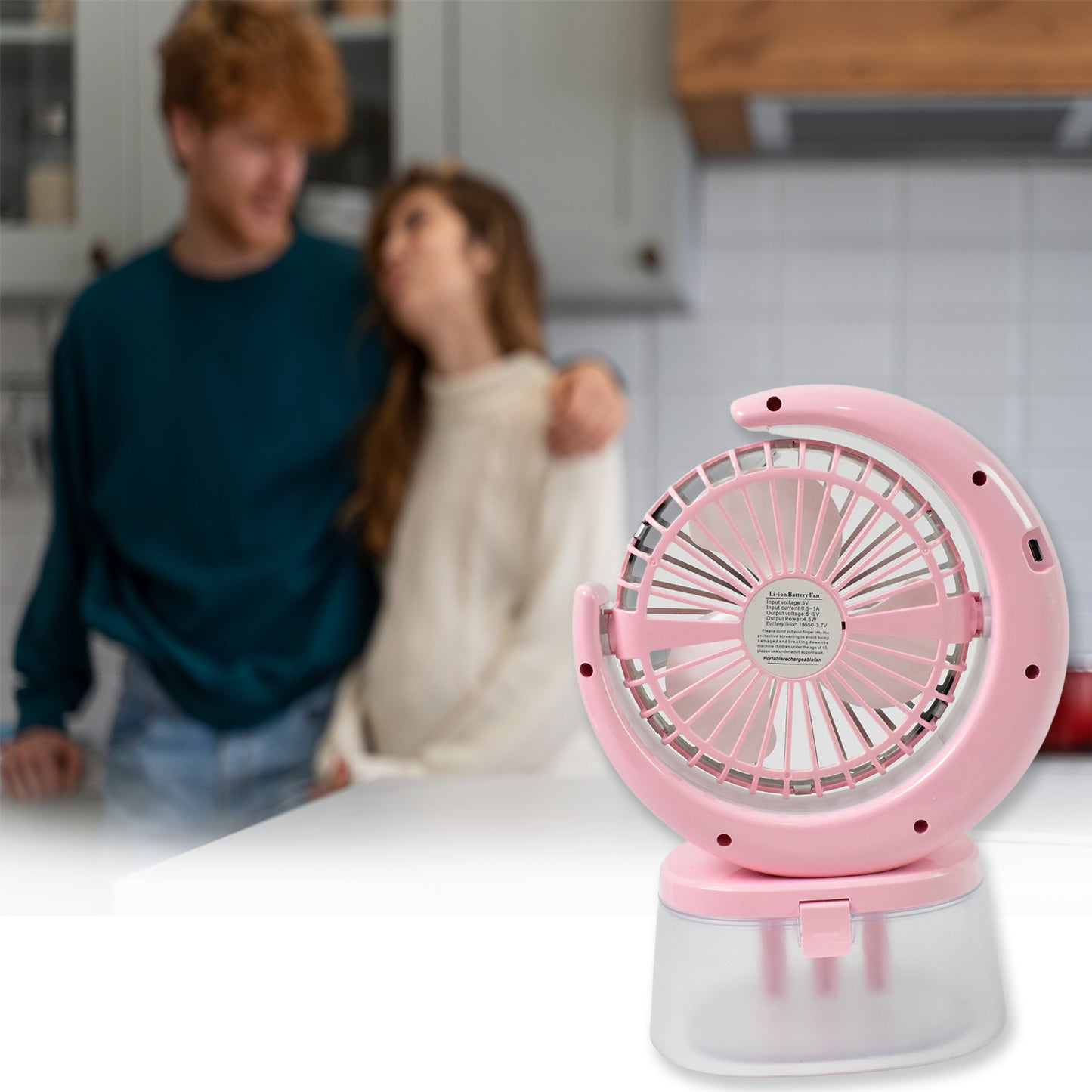 Desktop Fan - Camping Fan With Led Light Portable Humidifying Fan (1 Pc Plug Play Fan)
