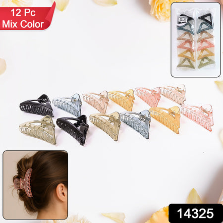 Triangle Shape Mix Color Plastic Hair Claw Clip 12 Pc Durable Grip For Women And Girls