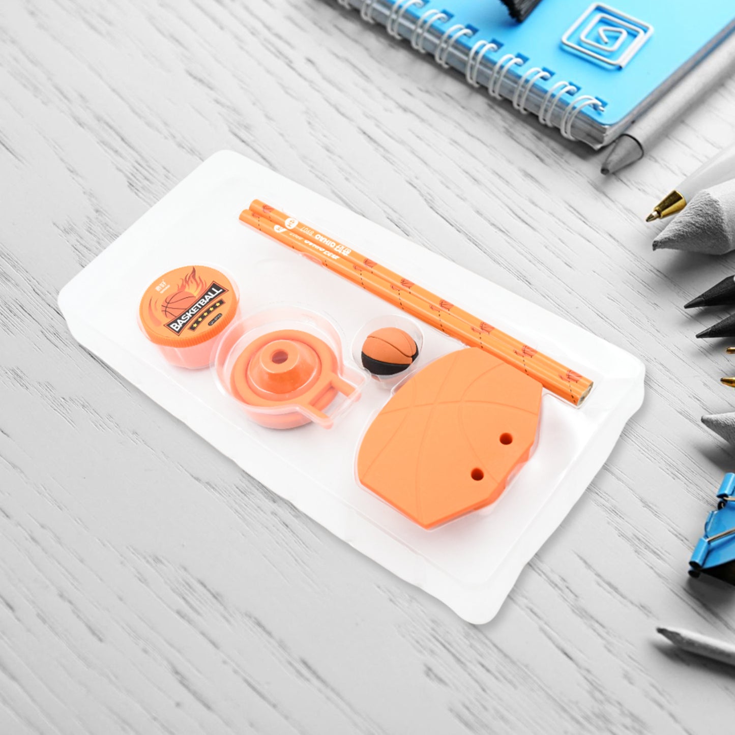 Stationary Kit Football Basketball Theme Stationary Set For Kids Pencil Sharpener Eraser Set For Kids Boys Girls Birthday Return Gift Stationary Set