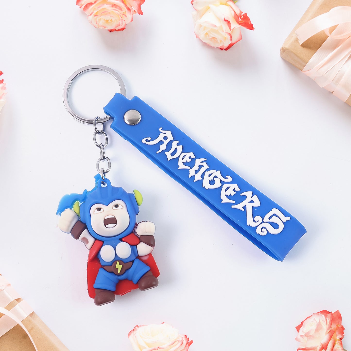 Cute Silicone 3d Key Chain With Metal Hook  Strap (Pack Of 1)
