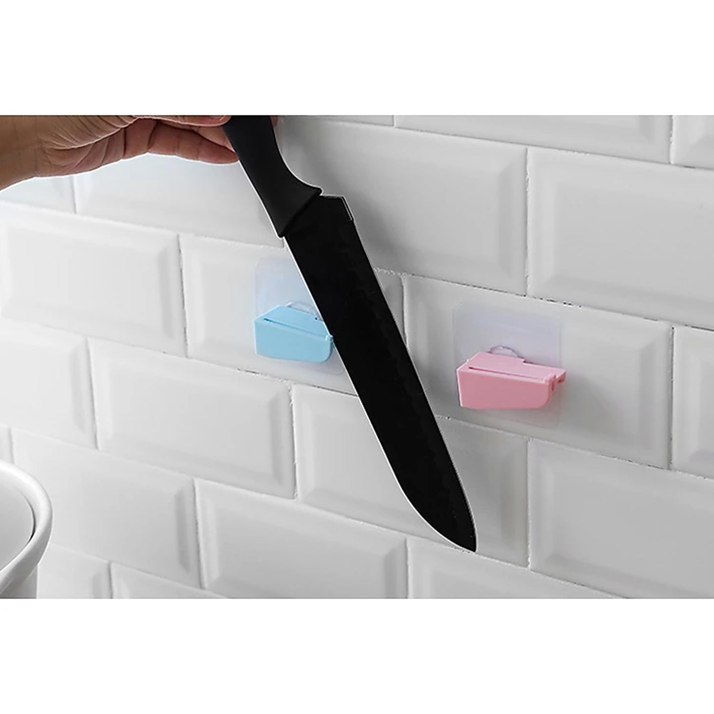 5733 Punch-free Wall Hanging Knife Holder Stand Knife Holder Kitchen Supplies Tool Holder Insert Knife Shelf Storage Rack (1 Pc )