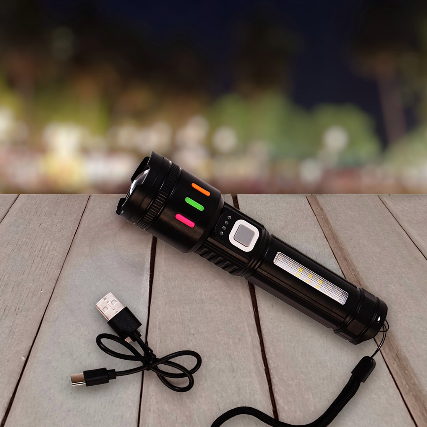 Led Torch High Lumens Fast Charging Flashlight Torch With Far Near Zoom (1 Pc)