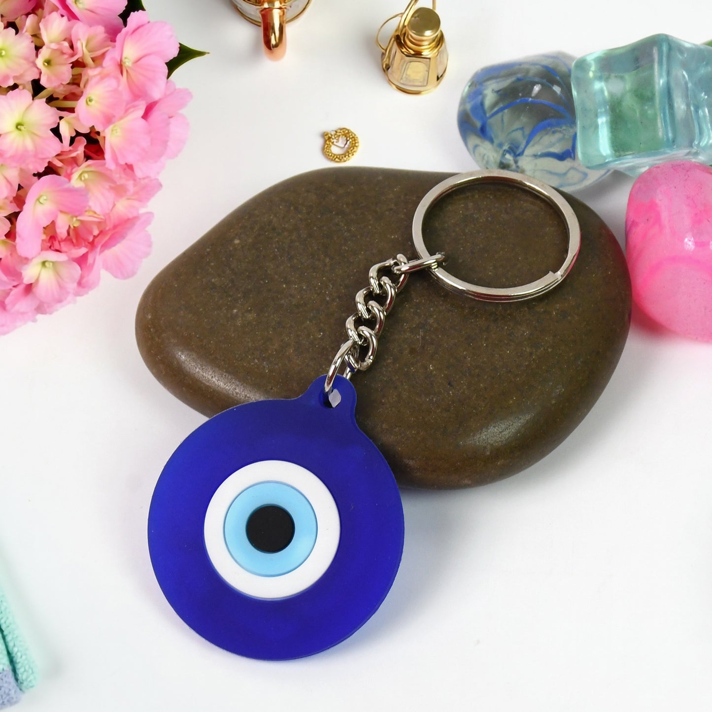 Evil Eye Rubber Silicone Keychain (1 Pc Blue Color)