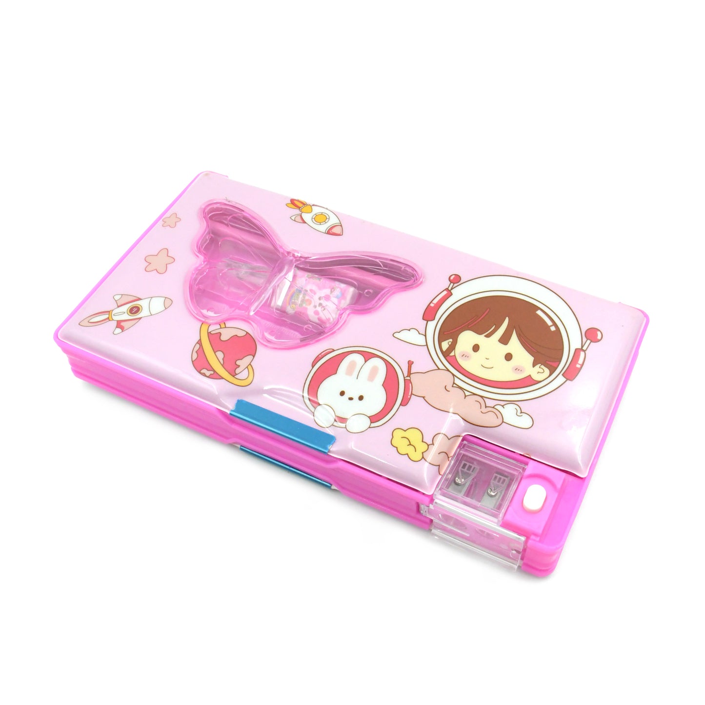 4254 Printed Pencil Case For Kidsmulti Compartment Compass Pencil Box With Sharpener Eraser Pencil Scale School Supplies Pencil Compass Boxstationery Case (Pack Of 1)