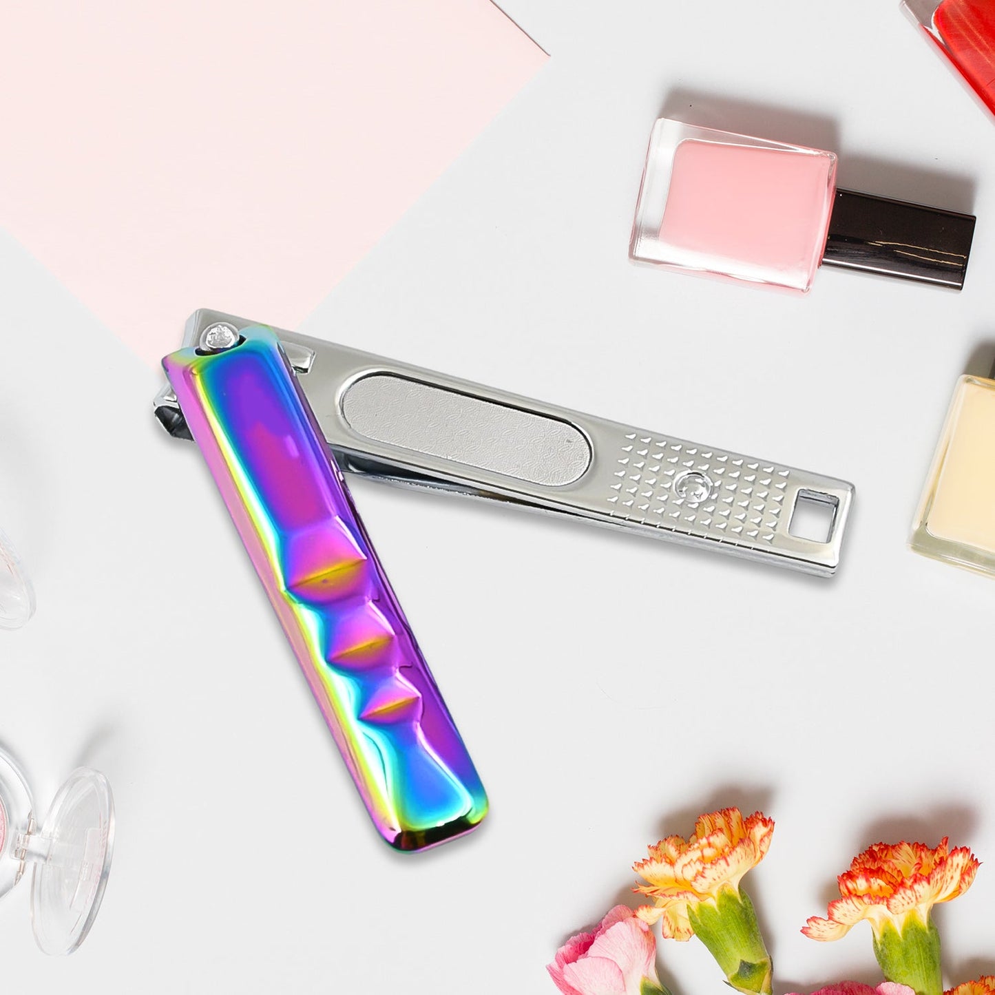Stainless Steel Folding Portable Large Nail Clippers With Nail File (1 Pc Mix Design)