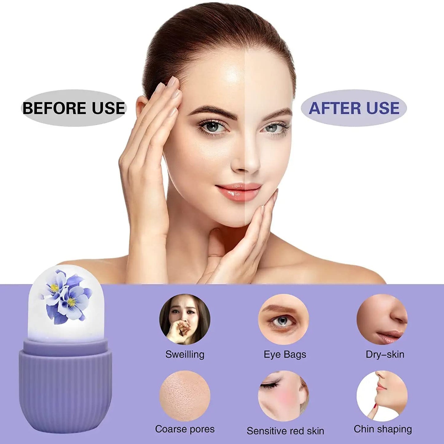 1224p Beauty Ice Roller For Face Massager Eye Reusable Face Rollers Facial Roller ( Purple Color)