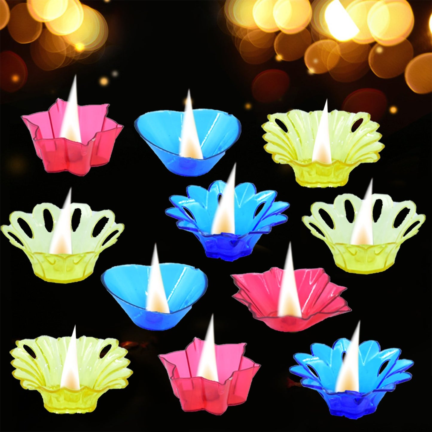 6004 Plastic Candle Cup With Multi Shape (Multicolor)