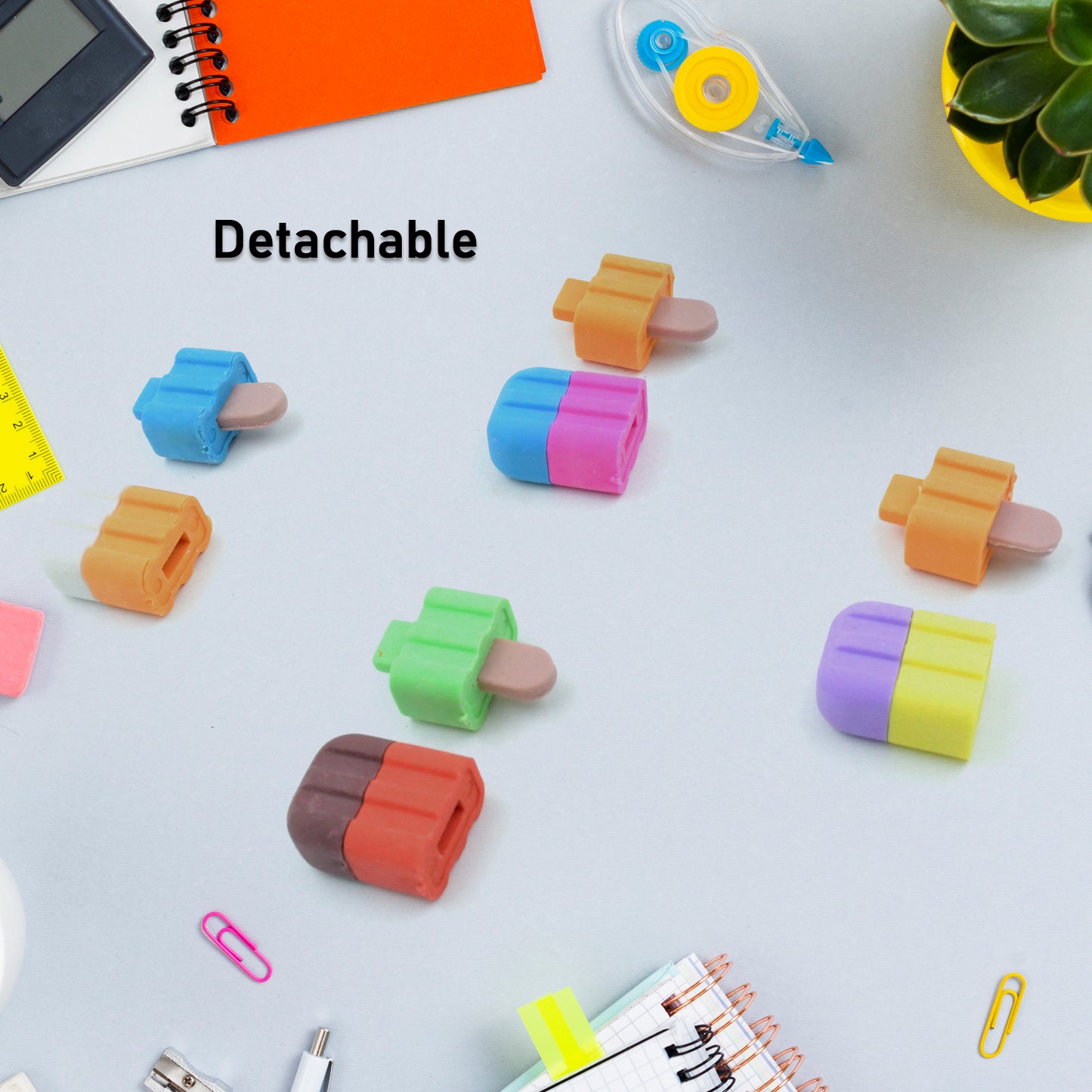 4349 Ice Cream Shape Eraser For Girls Boys 3d Eraser For School Bday Return Gift Ice Cream Theme Shape Erasers Pencils Set For Kids Educational Stationary Kit School Supplies (1 Set 4 Pc)
