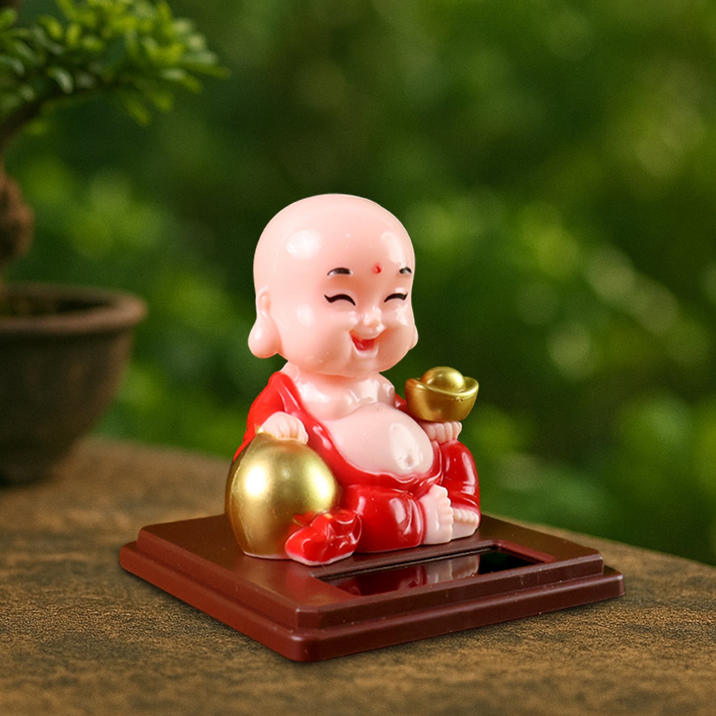Solar Power Moving Head Buddha Statue Car Ornament (1 Pc Mix Color)