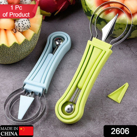 2606 4 In 1 Stainless Steel Melon Baller Seed Remover Sorbet Dessert Ball Spoon Fruit Digging Spoon Double Sided Fruit Scooper Watermelon Baller Scoop