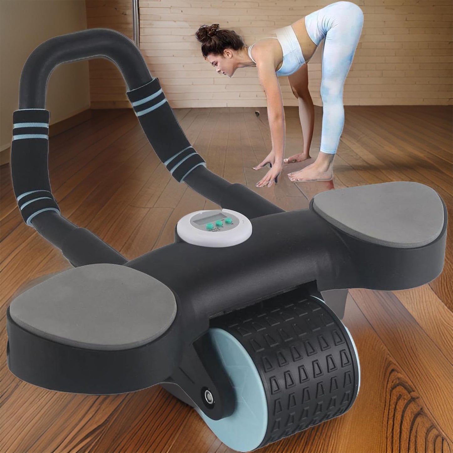 Abdominal Wheel Roller Widened Elbow Support Roller With Timer Skipping Rope (1 Set)