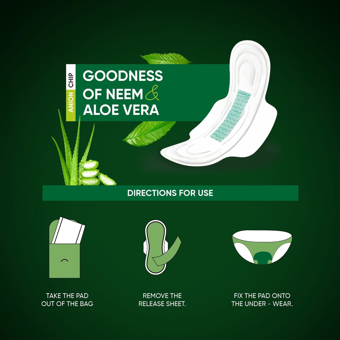 0982 Sanitary Pads For Women With Goodness Of Neem Aloe Vera Ultra Thin Leakage Protection Ph Balance With Antibacterial Anion Chip 5x More Absorbance (320 Mm 36 Pads)