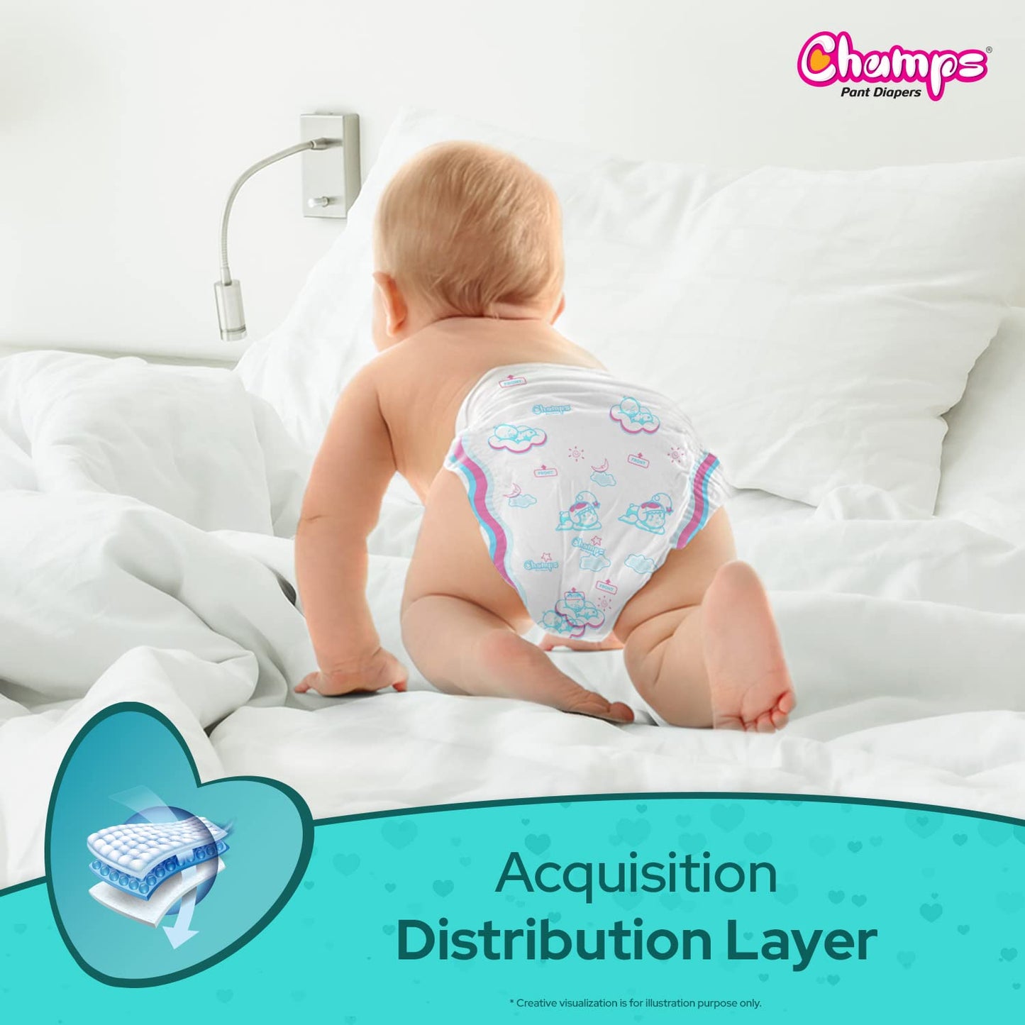 0958 Champs Soft And Dry Baby Diaper Pants 62 Pcs (Large Size)