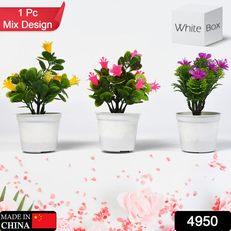 4950 Flower Pot Artificial Decoration Plant Natural Look Plastic Material For Home Hotels Office Multiuse Pot
