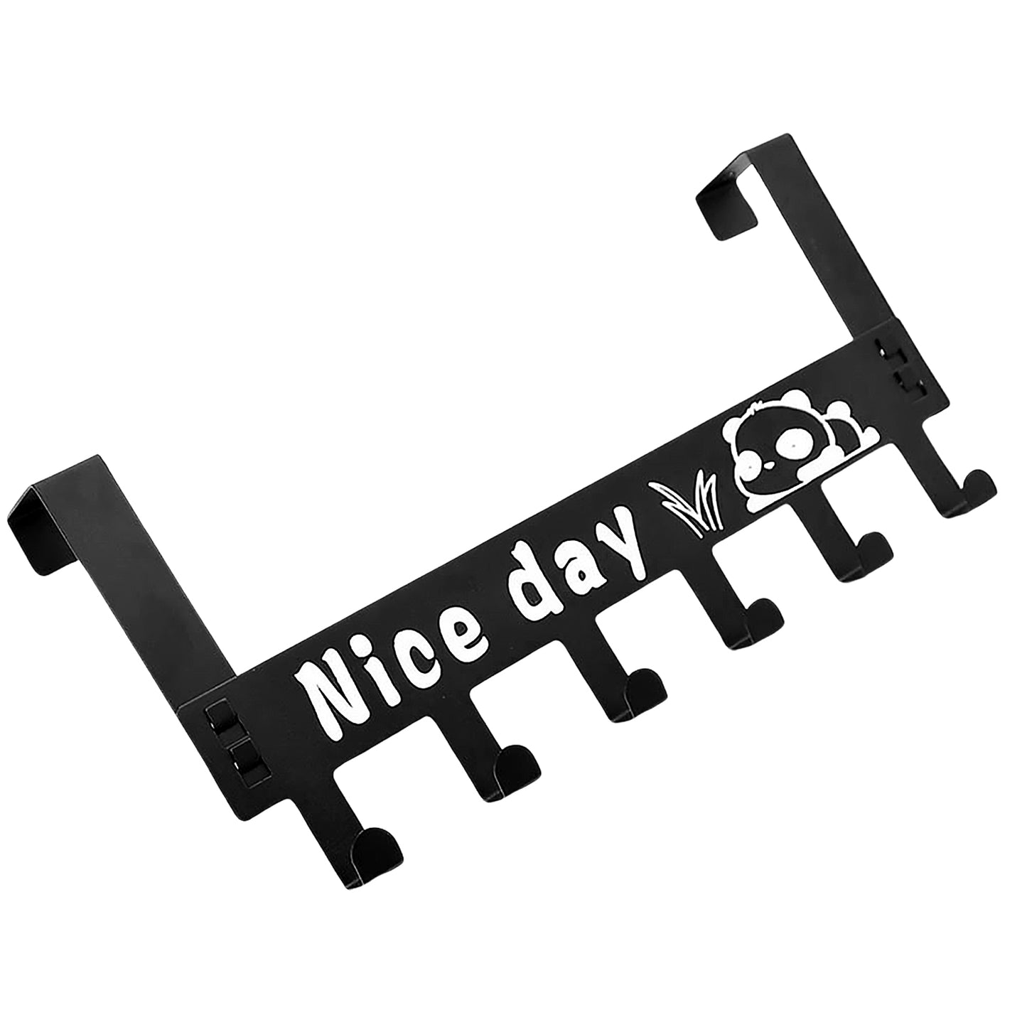 8536 Heavy-duty Carbon Steel Cartoon Nice Day Over Door Hook Hanger Rack Towel Hanger Removable Door Hook Coat Scarf Cloths Hanger (1 Pc 6 Hook)