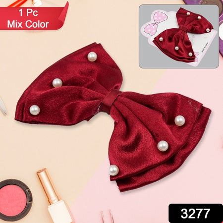 Hair Bow Knot Clip Suitable For Girls (1 Pc  Multicolour)