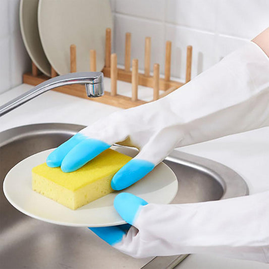 4934 Reusable Rubber Latex Pvc Flock Lined Elbow Length Hand Gloves Cleaning Gloves