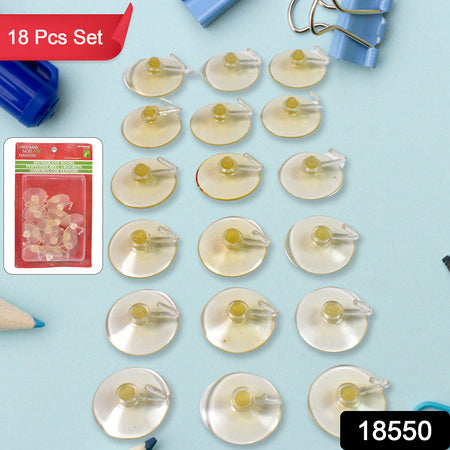 Transparent Rubber Vacuum Sucker Suction Cup Hooks (18 Pcs Set)