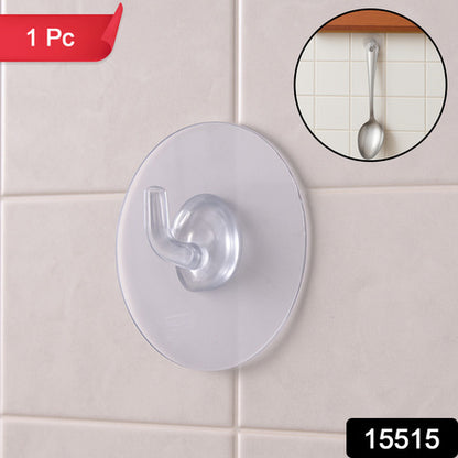 Transparent Wall-mount Adhesive Hook With Strong Grip (1 Pc)