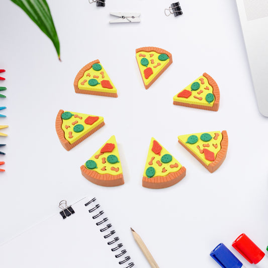 4347 3d Pizza Slices Kids Favourite Food Eraser Pizza 7 Slice Eraser For Kids Adults Fast Food Lover Stationary Kit Fancy  Stylish Colorful Erasers For Return Gift Birthday Party School Prize