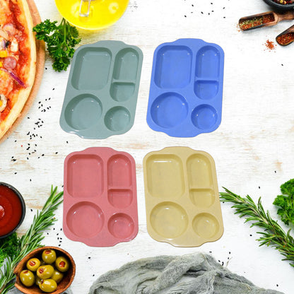 5963 Divided Plates 5 Compartments 32 Cm Split Plates Shatterproof Separating Plates For Kids And Adults Microwave And Dishwasher Tableware Set Multi-colour Modern (4 Pc Set)