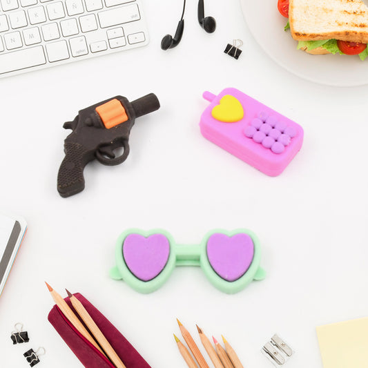 18027 Mix Design 1 Set Fancy  Stylish Colorful Erasers For Children Different Designs  Mix Eraser Set For Return Gift Birthday Party School Prize (1 Set)