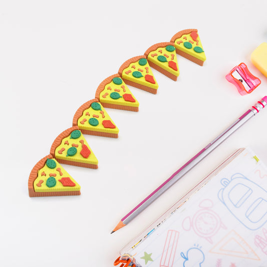 4347 3d Pizza Slices Kids Favourite Food Eraser Pizza 7 Slice Eraser For Kids Adults Fast Food Lover Stationary Kit Fancy  Stylish Colorful Erasers For Return Gift Birthday Party School Prize