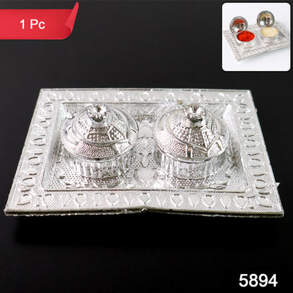 Tray Shape Special Puja Thali (1 Pc  Mix Design)