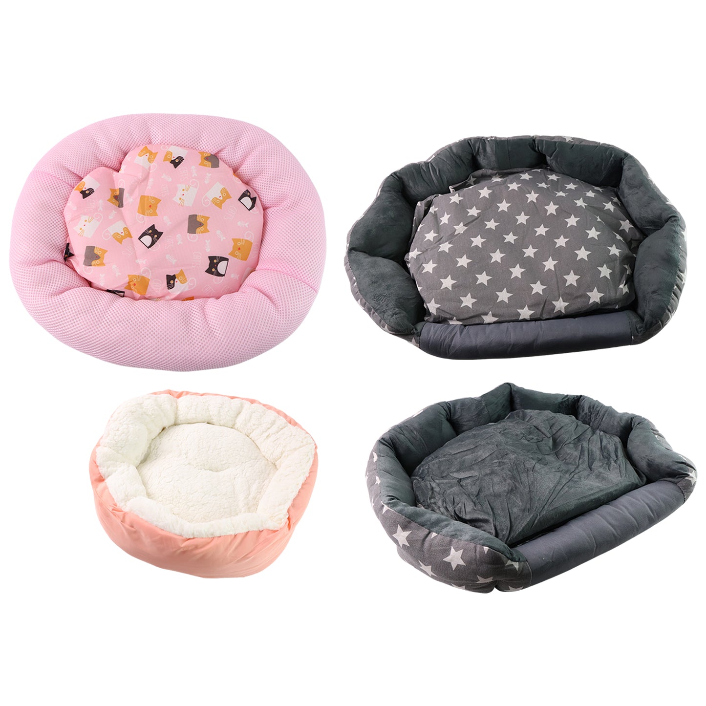 Soft Plush Pet Bed For Small Cats And Dogs (1 Pc  Mix Design  Size)
