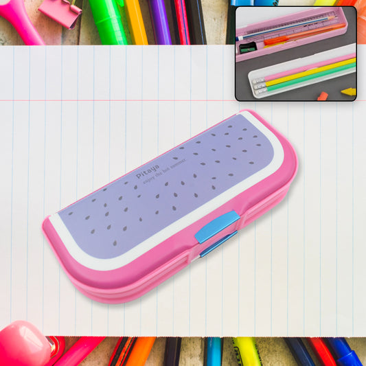 4256 Multipurpose Compass Box Pencil Box With 2 Compartments For School Cartoon Printed Pencil Case For Kids Birthday Gift For Girls  Boys Cartoon Printed Pencil Case For Kids (Mix Color 1 Pc)