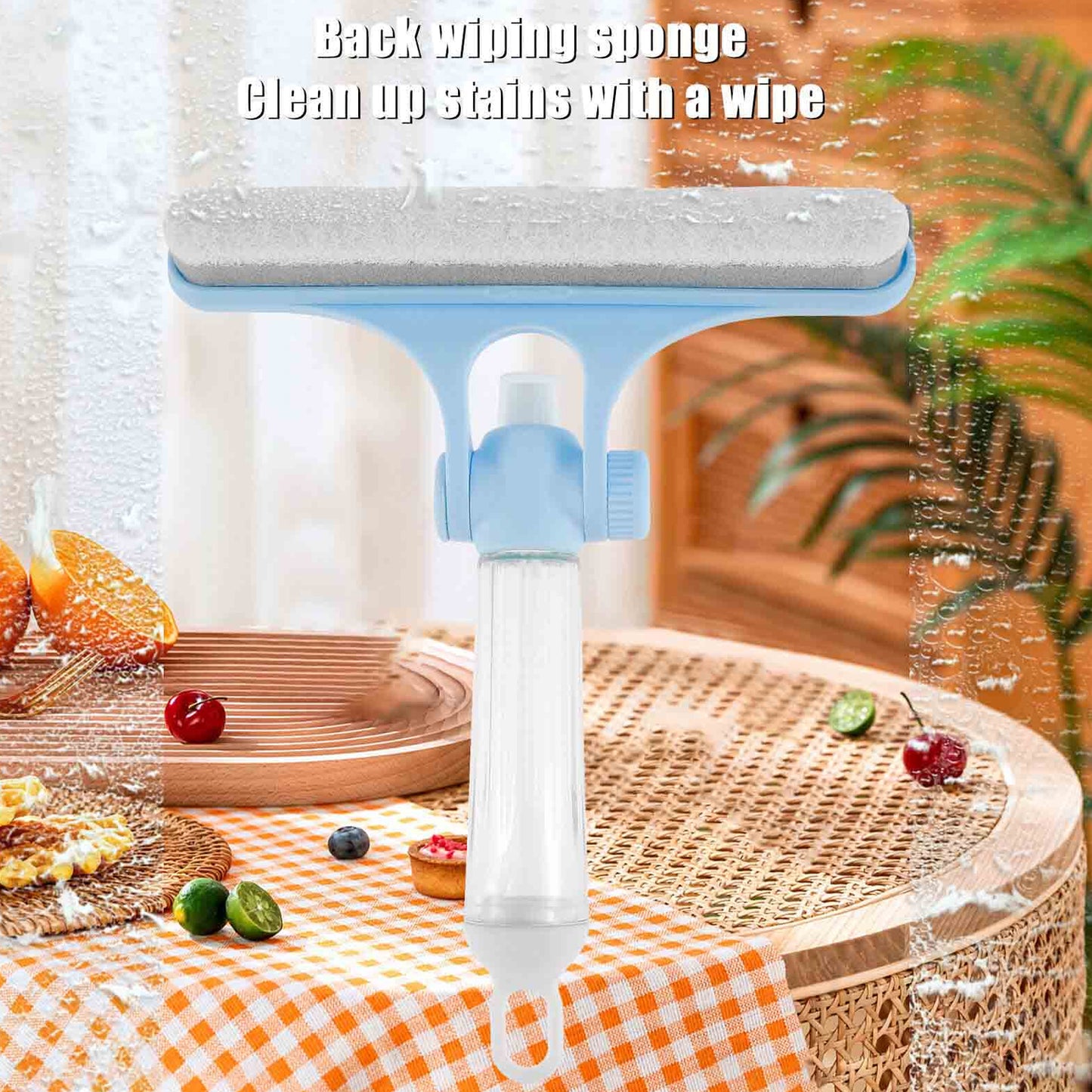 4167 4 In 1 Multifunctional Glass Scraper Window Glass Wiper With Watering Can Silicon Cleaning Squeegee With Two Brush Heads Practical Squeegee For Shower Doors Windows Tiles And Car Glass