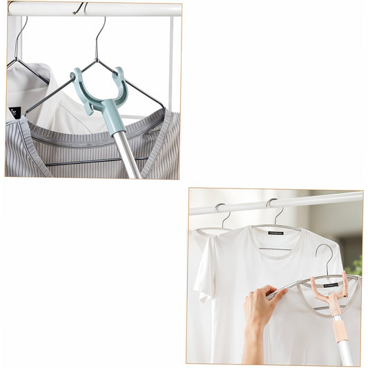 Stainless Steel Telescopic Pole Clothes Hooks Hanger (1 Pc  145 Cm)