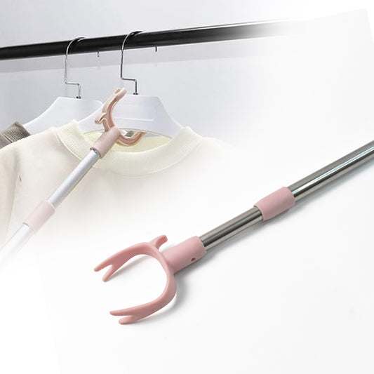 Stainless Steel Telescopic Pole Clothes Hooks Hanger (1 Pc  145 Cm)