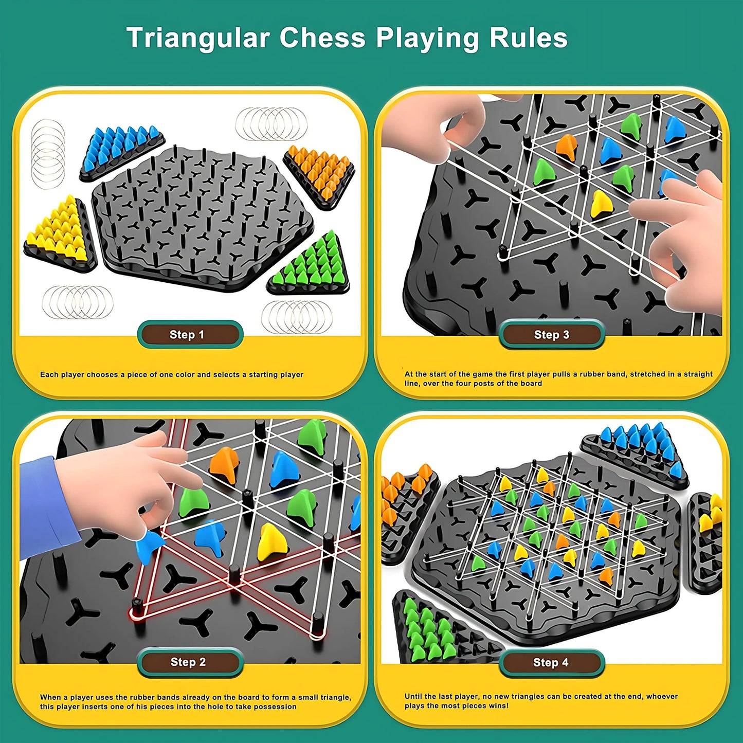 Strategic Triangle Color Matching Puzzle Board Game For Kids  Family