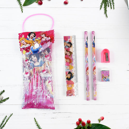 4643 Mix Design Cartoon Wooden Pencil Set Stationary Set 5 In 1 Items Educational Item For School Going Kids Stationary Set For Girls Boysstationary For Schoolgift Pack For Girls Kidsbirthday Gift Kids (5 Pc Set )