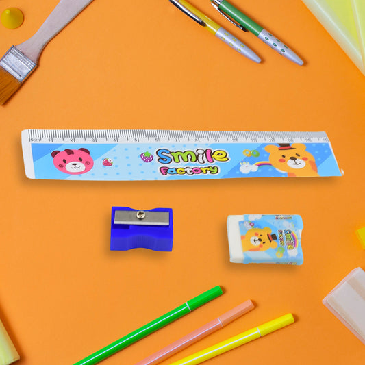 4580  Cartoon Wooden Pencil Set For Kids Boys Return Gifts Birthday Party Space Stationary Set Pencil Eraser Sharpener Combo Kit For Kids Boys