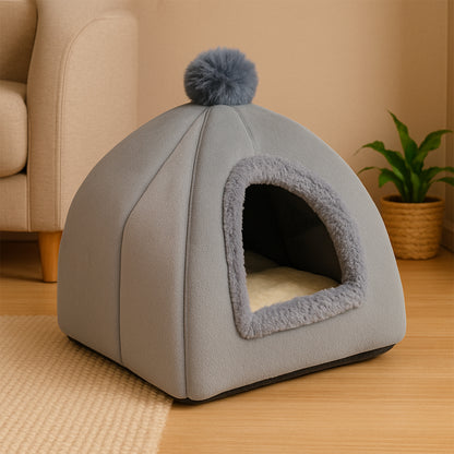 Luxury Soft Plush Indoor Cat  Small Pet Tent Bed House With Removable Cushion