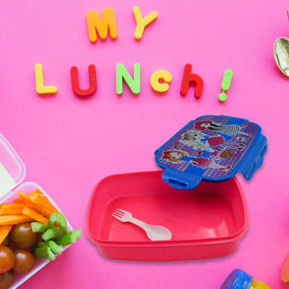 5983 Cartoon Printed Plastic Lunch Box With Inside Small Box  Spoon For Kids Air Tight Lunch Tiffin Box For Girls Boys Food Container Specially Designed For School Going Boys And Girls