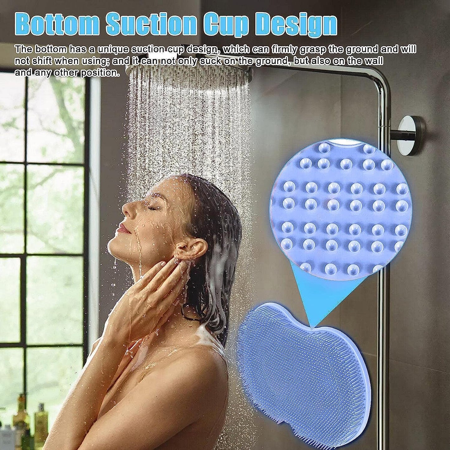 9310 Silicone Bath Massage Cushion With Suction Cup Shower Foot Scubber Brush Foot Bath Mat Scrubber Anti-slip Exfoliating Dead Skin Massage Pad Lazy Wash Feet Bathroom Mat