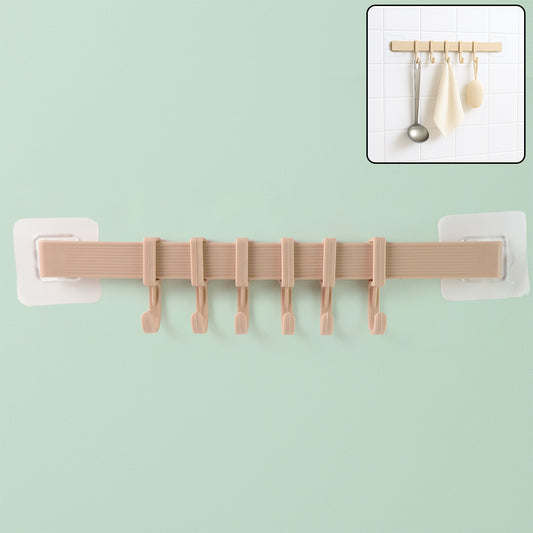 Self-adhesive 6-hook Wall Hanging Rack (1 Pc)