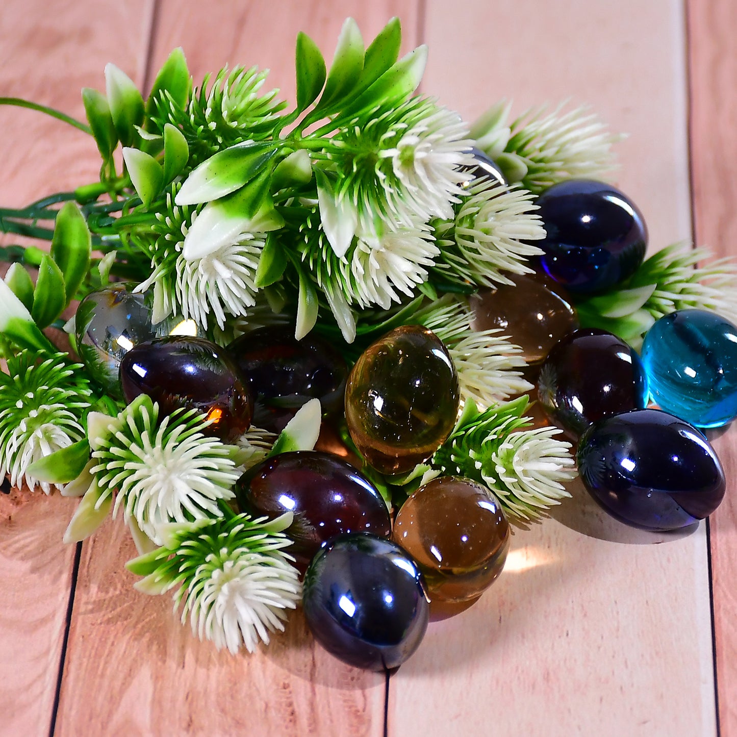 4013 Glass Gem Stone Flat Round Marbles Pebbles For Vase Fillers Attractive Pebbles For Aquarium Fish Tank.