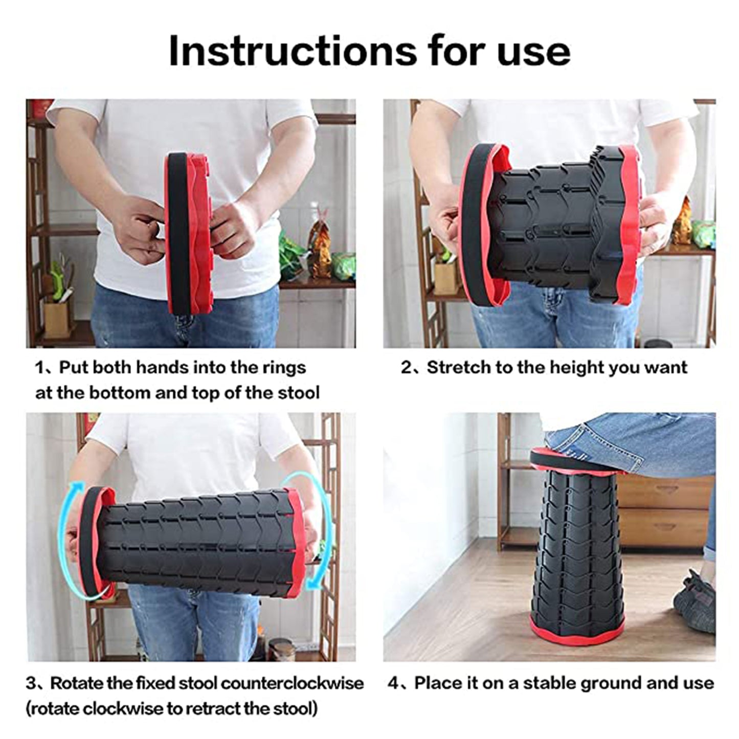2169 Foldable Retractable Height Adjusting Stool Space Saving Telescopic Stool For Fishing Hiking Stool For Adults And Kids.