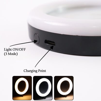 Rechargeable Led Makeup Mirror With Ring Light (1 Pc)