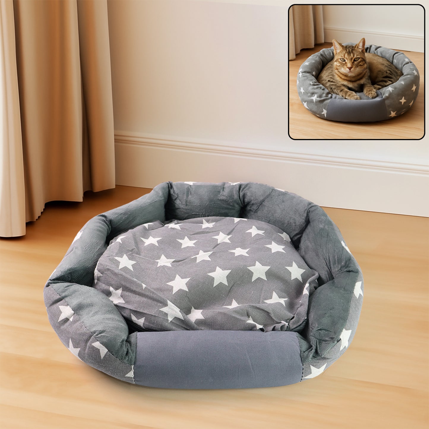 3xl Extra-large Star Pattern Round Pet Bed For Cats  Small Dogs